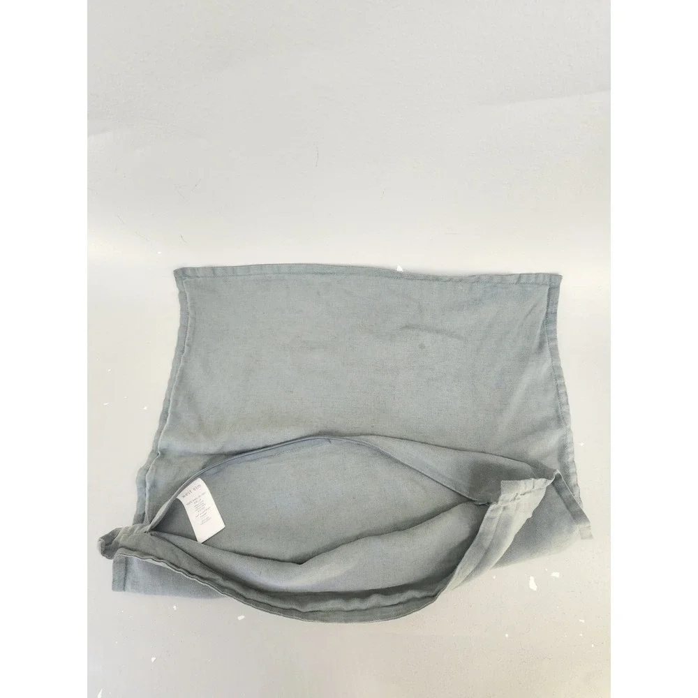 West Elm Throw Pillow Cover Home 20x20 Blue Belgian Flax Linen Square Sham